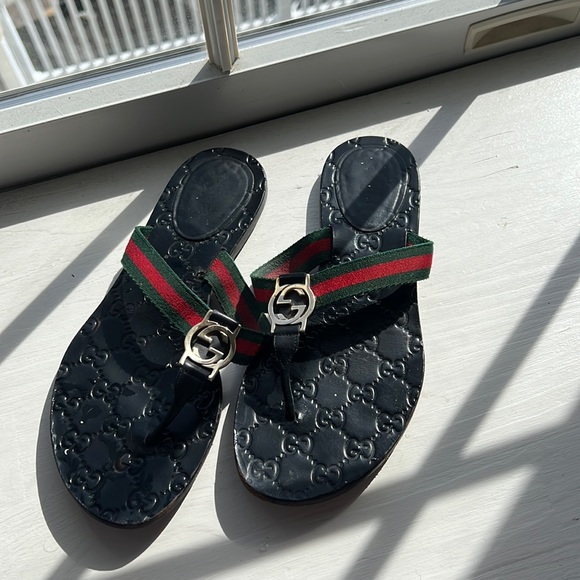 Gucci Shoes - Gucci Web Strap Sandals size 37 black .. authentic 💖